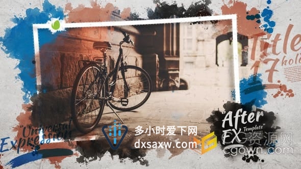 AE模板-美丽水彩素描风格彩墨晕开动画展示复古视频相册