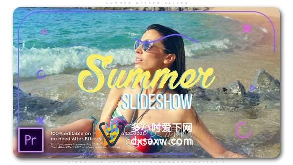PR/AE模板-清爽夏日浪漫旅行视频开场白活力派对预告宣传片