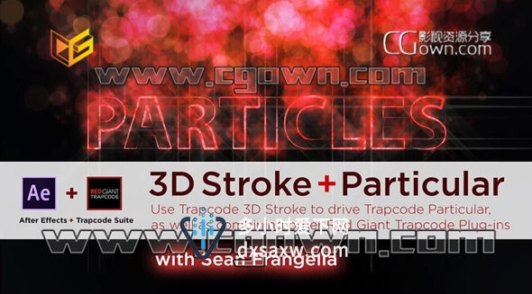 AE教程-使用3D Stroke与Trapcode Particular插件制作3D粒子书写文字效果