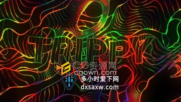 无缝循环多彩发光迷幻动画标题文字片头Trippy Title Loop-AE模板