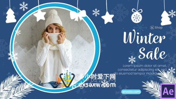 AE模板-秋冬服装品牌新品推荐宣传广告商场圣诞新年购物优惠推广视频