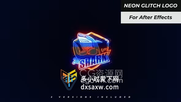 AE模板-霓虹灯故障标志Neon Glitch Logo