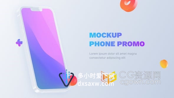 AE模板-三维玻璃质感智能手机模型展示APP应用程序广告宣传
