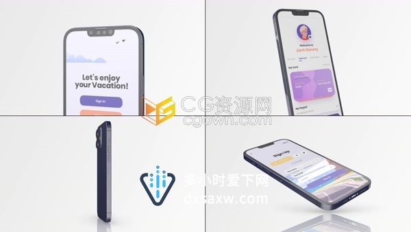 AE模板-iPhone 13 应用程序APP演示响应式动画图形元素场景宣传视频