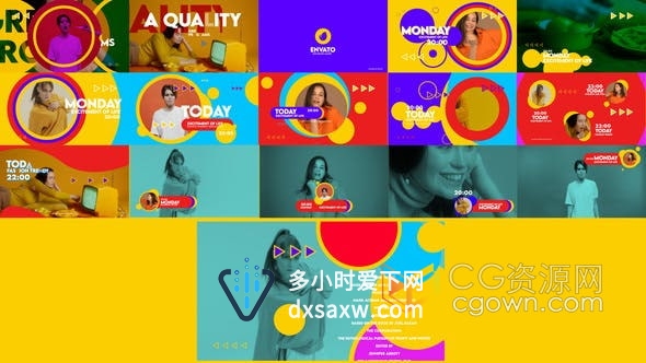 AE模板-五彩缤纷电视网络频道宣传包装社交平台小视频广告