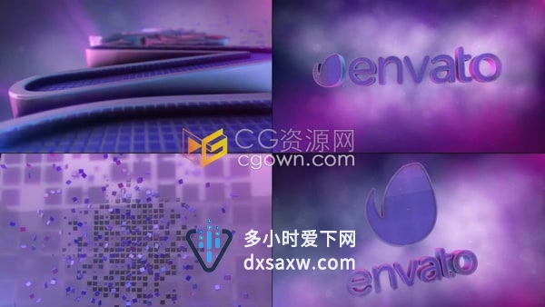 AE模板-E3D制作3D粒子像素化标志LOGO标题动画
