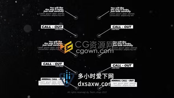 AE模板-注释标注标题线条呼出引言指示线文字动画Call Outs Titles