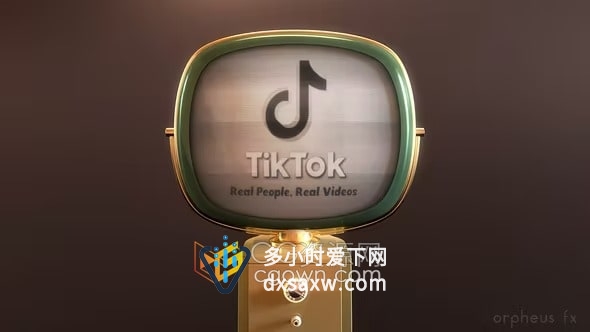 AE抖音模板复古年代电视机故障动画LOGO视频