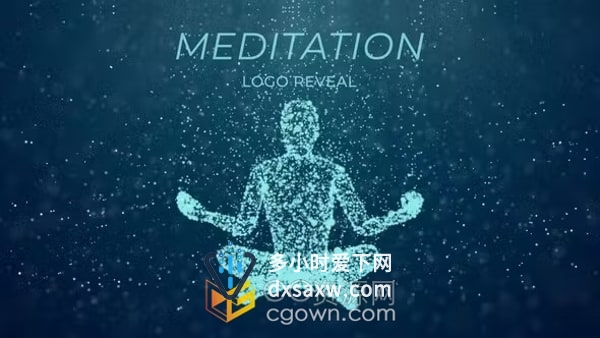 AE模板-粒子汇聚冥想静坐体式瑜伽练习者幻象瑜伽馆标志片头