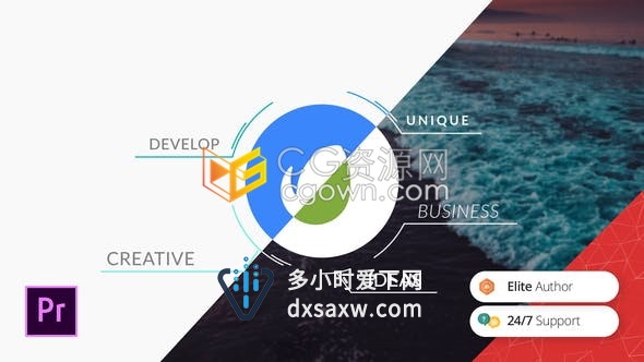 PR模板工程-制作公司企业简单圆形商务Logo动画