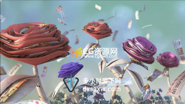 C4D与AE动画设计案例教程 纸张花朵场景材质片头包装动画渲染