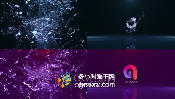 AE模板-大气清晰干净液态水标志动画Liquid Water Logo