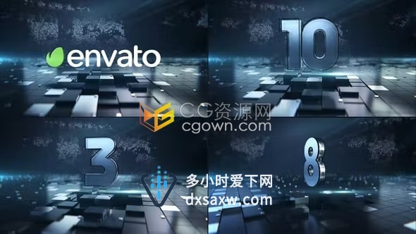 AE模板-信息科技新闻开播倒计时大气3D数字倒数片头