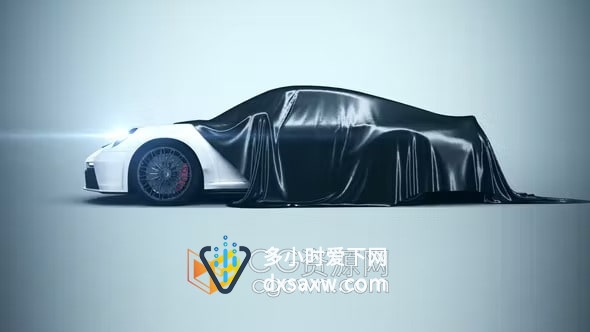 3d汽车布料丝绸掀开揭示保时捷车友会汽车俱乐部LOGO片头-AE模板