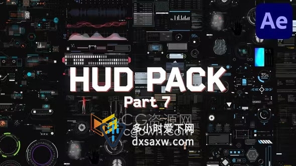 AE模板-高科技HUD含150种全息信息图科幻屏幕界面UI技术元素Part7