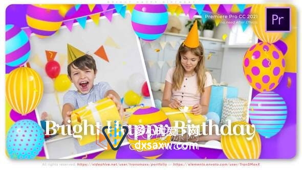 PR模板-五彩缤纷明亮可爱动画元素制作婴童电子相册儿童节日活动视频