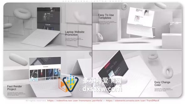 AE模板-网站推广笔记本电脑macbook模型展示电脑商店视频广告