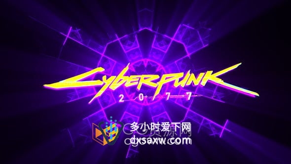 AE模板-超快速故障闪光线条标志赛博朋克风LOGO动画