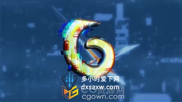 强大扭曲故障效果直播游戏精彩小视频片头AE LOGO模板
