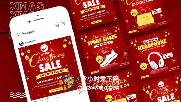 AE模板-社交媒体平台动态宣传海报多彩时尚节日促销广告动画