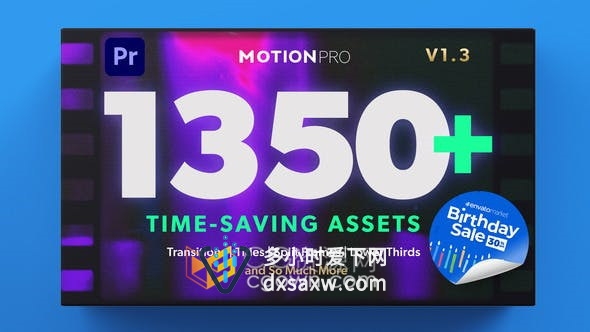 Motion Pro工具包现代社交媒体标题字幕条图文动画转场视频效果-PR模板