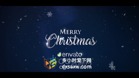 AE模板-雪花贴近镜头魔法粒子演绎圣诞标题新年倒计时节日祝福片头动画