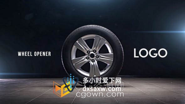 汽车轮胎三维模型经典创意标志LOGO片头AE模板