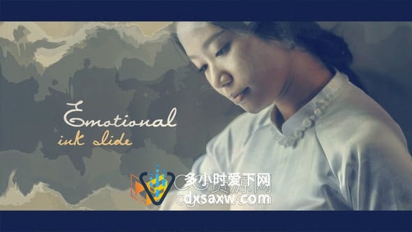 AE模板-复古风格水墨转场制作水色草图绘图效果视频相册旅行情感纪录片