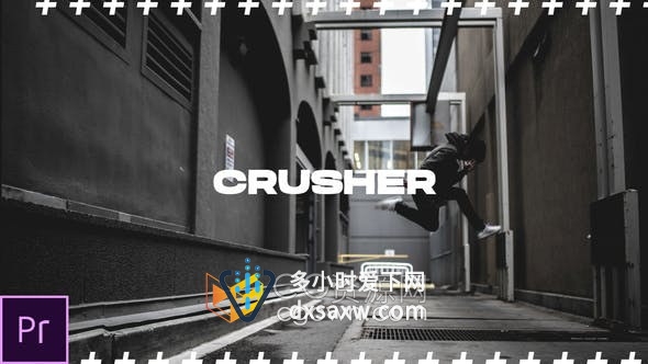 破碎纸元素故障短片视频片头Crusher Dynamic Opener-PR模板