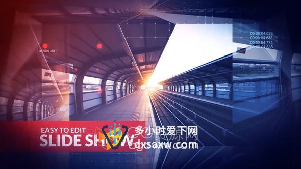PR模板-网格线条矩阵透视背景翻转故障效果汽车企业建筑ai技术宣传片