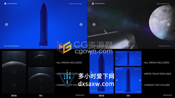 科技片头AE模板-超酷的太空火箭科学技术介绍科普教育频道开场白