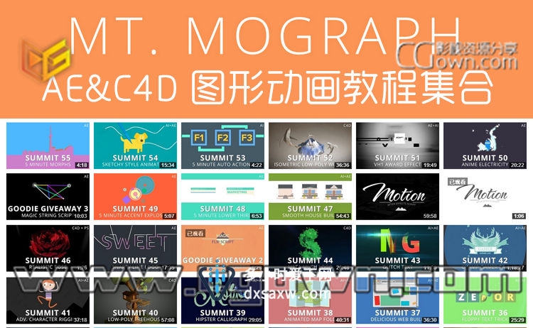 新增加2集 Mt. Mograph AE&C4D图形动画教程共71集合