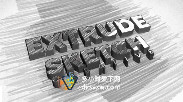 PR模板-铅笔草图快速挤压3D标志介绍LOGO动画