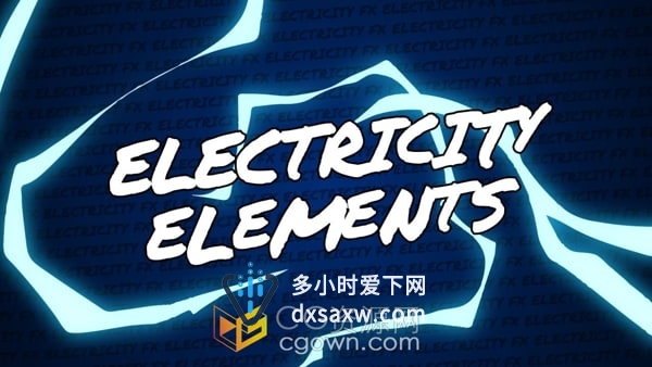 Electricity Elements AE模板24组能量闪电闪光MG图形动画元素