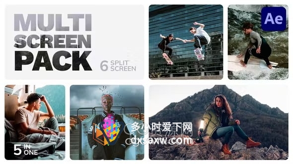 AE模板-创意分屏动画Multiscreen – 6 Split Screen创建酷酷的动态动画视频