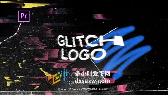 Premiere制作Glitch Distortion Logo故障失真简介标志视频片头-PR模板