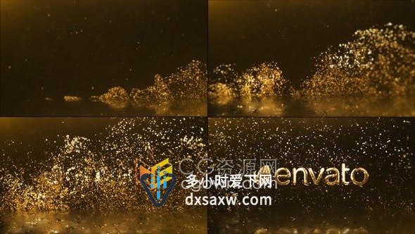 金色闪光粒子上升标志显示奢华大气商业庆典颁奖晚会包装片头AE模板