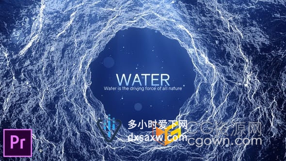 大气抽象波浪粒子浩瀚水流背景波光粼粼效果环保标题宣传片-PR预设