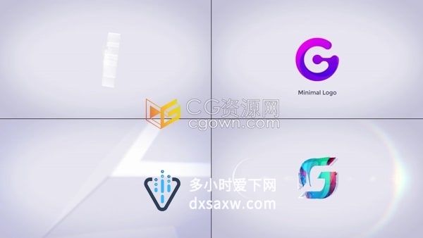 AE标志模板-干净简约立体翻转效果明亮光泽品牌LOGO演绎动画