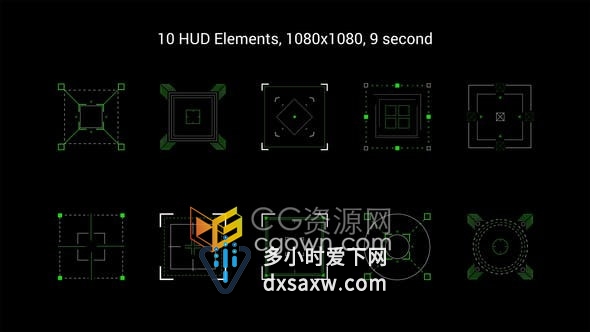 AE模板-10个HUD图形元素制作科技类视频包装素材