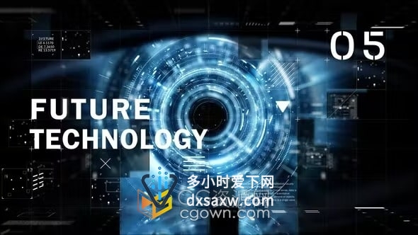 AE模板-数字未来hud人工心脏指纹智能技术元素高科技片头