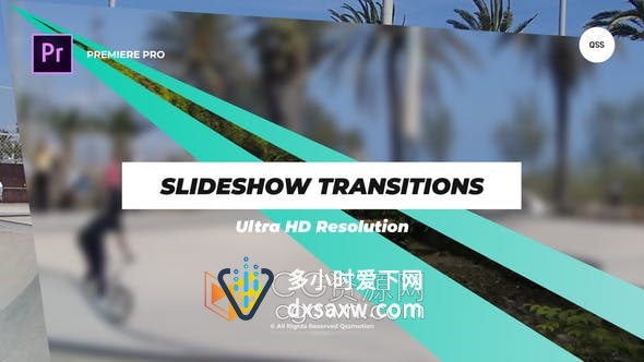 PR模板-16种图形动画幻灯片视频转场制作Slideshow Transitions