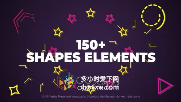 AE模板-170个图形元素Shape Elements爆裂卡通多彩数字形状动态元素包