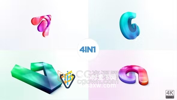 3d旋转光泽感简约通用型标志LOGO动画AE片头模板