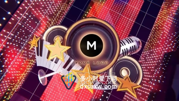 3D场景音乐Top10标志动画新单曲排行版歌曲音乐专辑发行宣传-AE模板