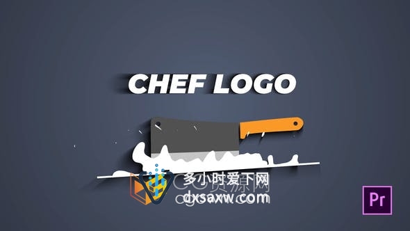PR模板-卡通厨师刀飞溅图形动画食物新鲜厨房介绍视频片头