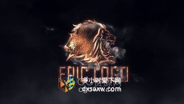 AE模板-史诗震撼火花粒子烟雾效果金属反光标志片头