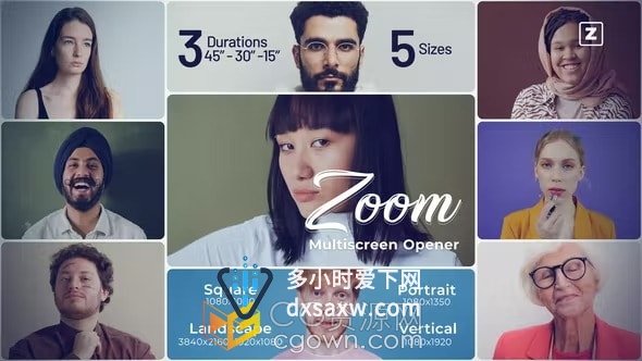 动态多屏画面排版缩放切换时尚社交媒体宣传视频AE模板
