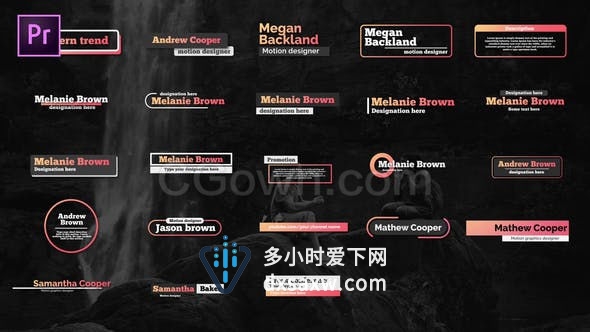 23组商务优雅简约现代时尚标题动画字幕条文字效果-PR预设模板下载