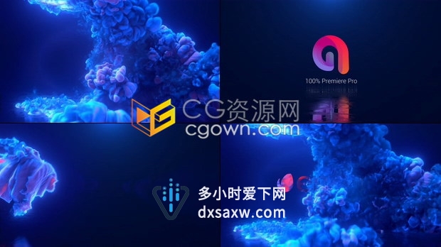 PR模板浓浓彩色烟雾特效流动动画效果LOGO标志视频片头-Premiere模板